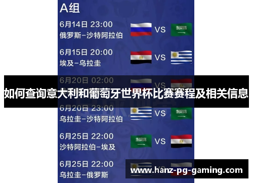 如何查询意大利和葡萄牙世界杯比赛赛程及相关信息